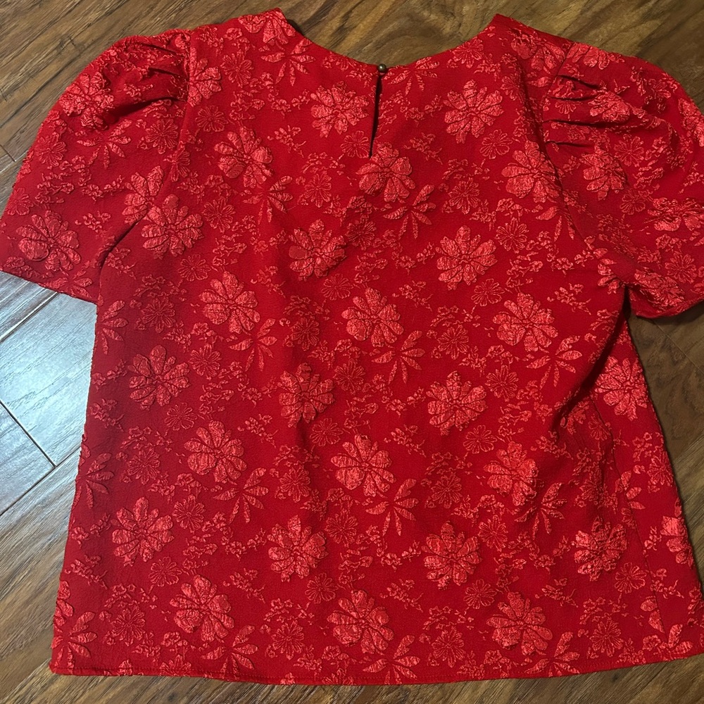 Entro Red Floral Blouse - Picture 3 of 3